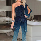 Women’s One Shoulder Sequin Jumpsuit for Spring Evenings