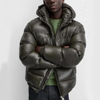 Men’s Down Puffer Jacket with Hood for Winter