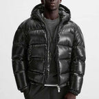 Men’s Down Puffer Jacket with Hood for Winter