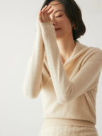 Women’s Cashmere Wrap Neck Jumper for Early Spring