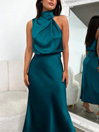 Women's Satin Maxi Evening Dress Spring