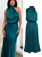 Women's Satin Maxi Evening Dress Spring