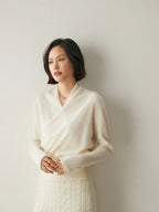 Women’s Cashmere Wrap Neck Jumper for Early Spring