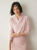 Women’s Cashmere Wrap Neck Jumper for Early Spring