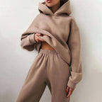 Women’s Cotton Fleece Hoodie and Jogger Set for Winter Lounge Wear