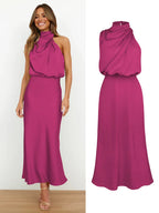 Women's Satin Maxi Evening Dress Spring