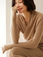 Women’s Cashmere Wrap Neck Jumper for Early Spring