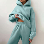 Women’s Cotton Fleece Hoodie and Jogger Set for Winter Lounge Wear