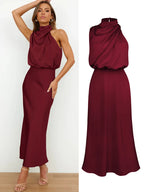 Women's Satin Maxi Evening Dress Spring
