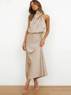 Women's Satin Maxi Evening Dress Spring