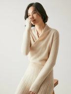 Women’s Cashmere Wrap Neck Jumper for Early Spring