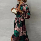 Women’s Satin Wrap Maxi Dress for Early Spring