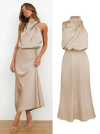 Women's Satin Maxi Evening Dress Spring