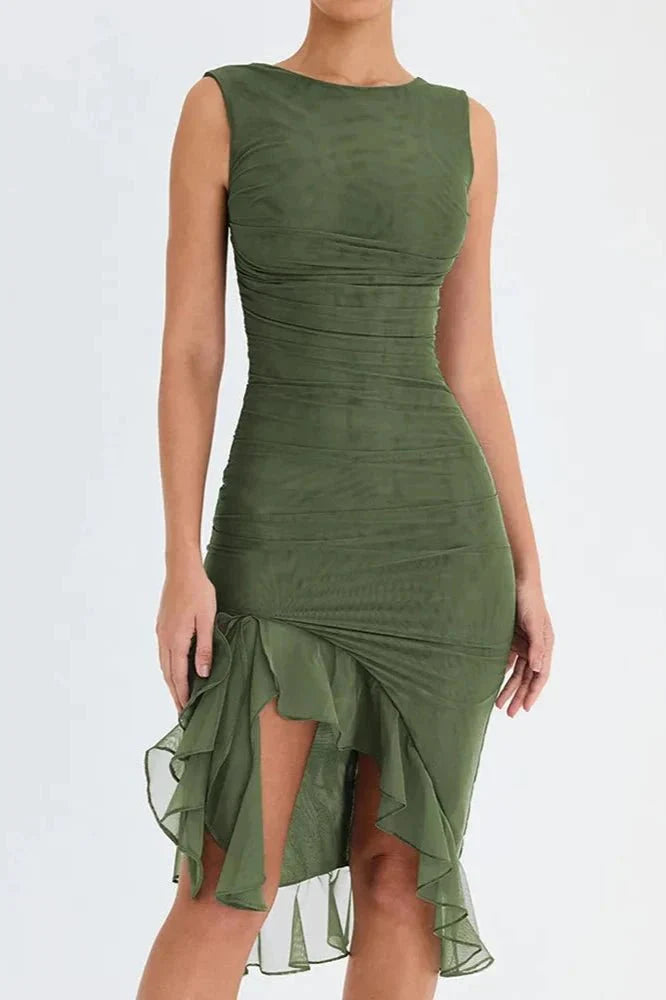 Women’s Sleeveless Midi Dress Polyester for Spring