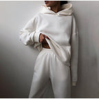 Women’s Cotton Fleece Hoodie and Jogger Set for Winter Lounge Wear