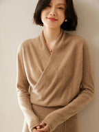 Women’s Cashmere Wrap Neck Jumper for Early Spring