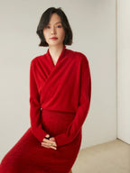 Women’s Cashmere Wrap Neck Jumper for Early Spring