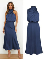 Women's Satin Maxi Evening Dress Spring