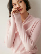 Women’s Cashmere Wrap Neck Jumper for Early Spring