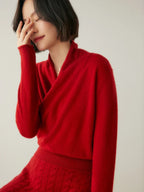 Women’s Cashmere Wrap Neck Jumper for Early Spring