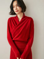 Women’s Cashmere Wrap Neck Jumper for Early Spring
