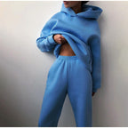 Women’s Cotton Fleece Hoodie and Jogger Set for Winter Lounge Wear