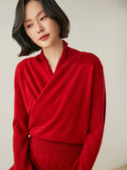 Women’s Cashmere Wrap Neck Jumper for Early Spring