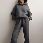 Women’s Cotton Fleece Hoodie and Jogger Set for Winter Lounge Wear