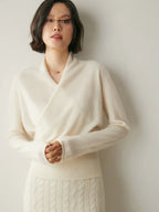 Women’s Cashmere Wrap Neck Jumper for Early Spring