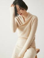 Women’s Cashmere Wrap Neck Jumper for Early Spring