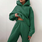 Women’s Cotton Fleece Hoodie and Jogger Set for Winter Lounge Wear