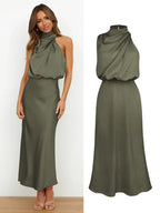 Women's Satin Maxi Evening Dress Spring
