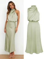 Women's Satin Maxi Evening Dress Spring