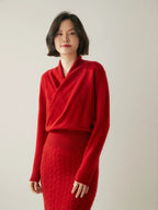 Women’s Cashmere Wrap Neck Jumper for Early Spring