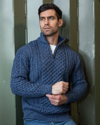 Men’s Merino Wool Cable Knit Half Zip Jumper for Winter