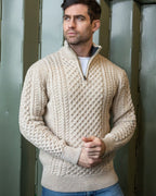 Men’s Merino Wool Cable Knit Half Zip Jumper for Winter