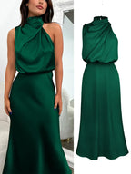 Women's Satin Maxi Evening Dress Spring