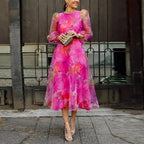 Women’s Floral Midi Dress for Spring Cotton Blend