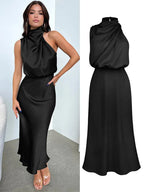 Women's Satin Maxi Evening Dress Spring