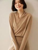 Women’s Cashmere Wrap Neck Jumper for Early Spring