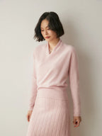 Women’s Cashmere Wrap Neck Jumper for Early Spring