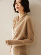 Women’s Cashmere Wrap Neck Jumper for Early Spring