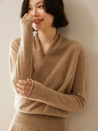 Women’s Cashmere Wrap Neck Jumper for Early Spring