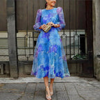 Women’s Floral Midi Dress for Spring Cotton Blend