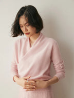 Women’s Cashmere Wrap Neck Jumper for Early Spring