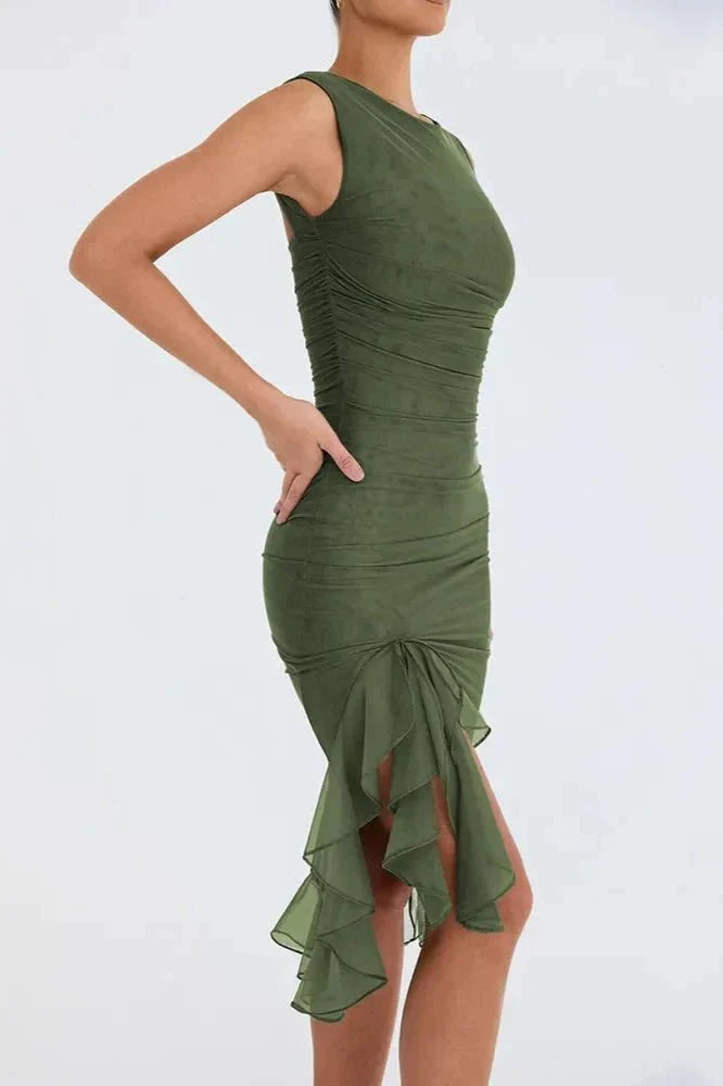 Women’s Sleeveless Midi Dress Polyester for Spring