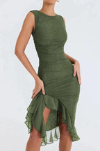 Women’s Sleeveless Midi Dress Polyester for Spring