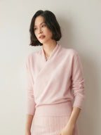 Women’s Cashmere Wrap Neck Jumper for Early Spring