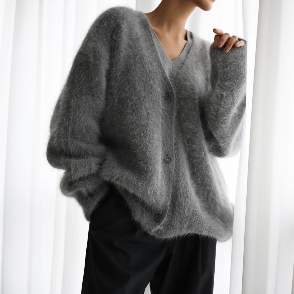 Women’s Wool Blend Button Cardigan for Winter Wear