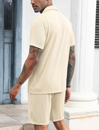 Summer Casual Short Sleeve Shirt and Shorts Set for Men